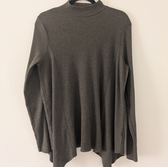 Anthropologie t.la Olive Green Mock Neck Asymmetrical Waffle Knit Tunic sz M - Picture 3 of 12